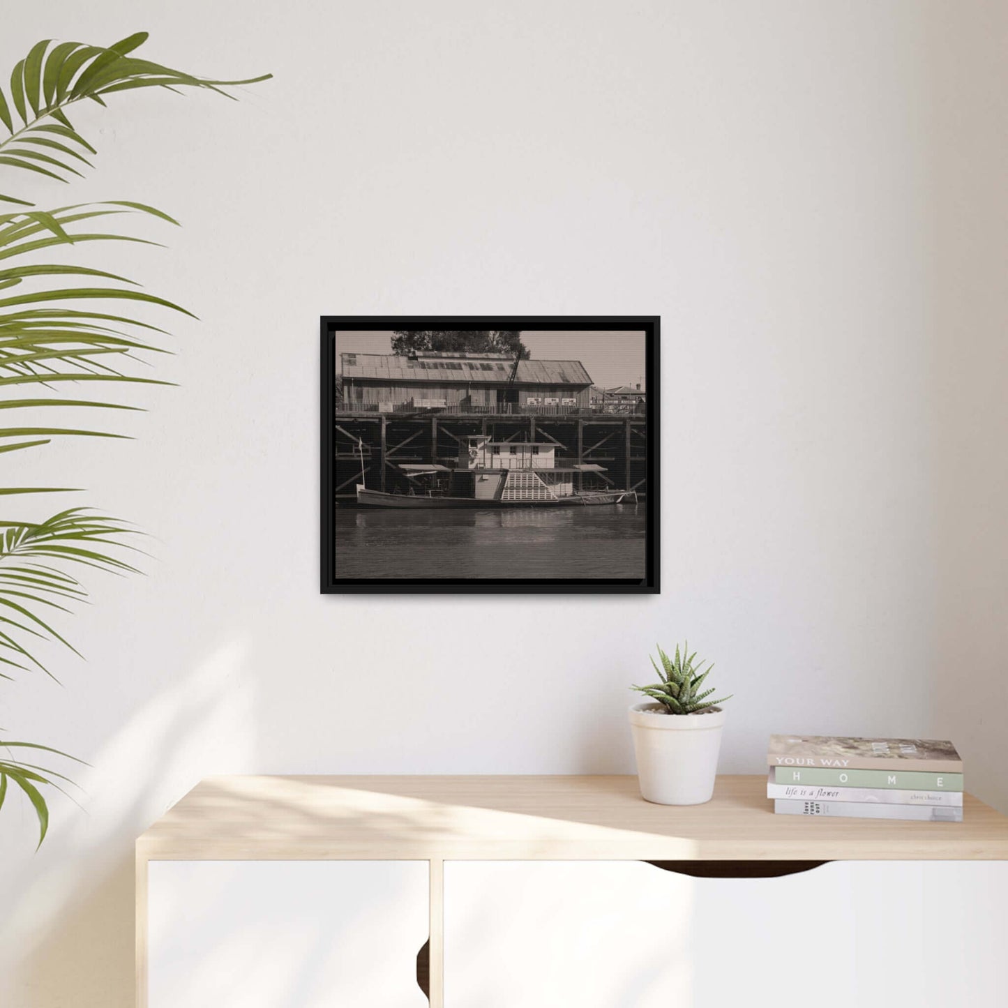 Paddle Steamer Boat Matte Canvas, Black Frame Australian Wall Art Framed Canvas Wall Art JSCHAFFA.com