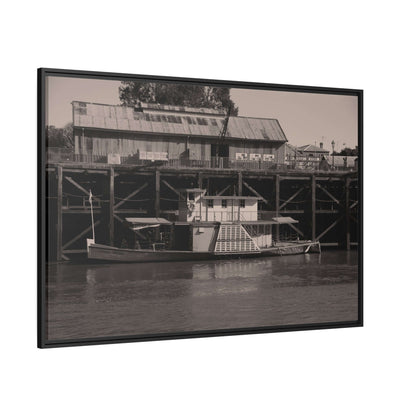 Paddle Steamer Boat Matte Canvas, Black Frame Australian Wall Art Framed Canvas Wall Art JSCHAFFA.com