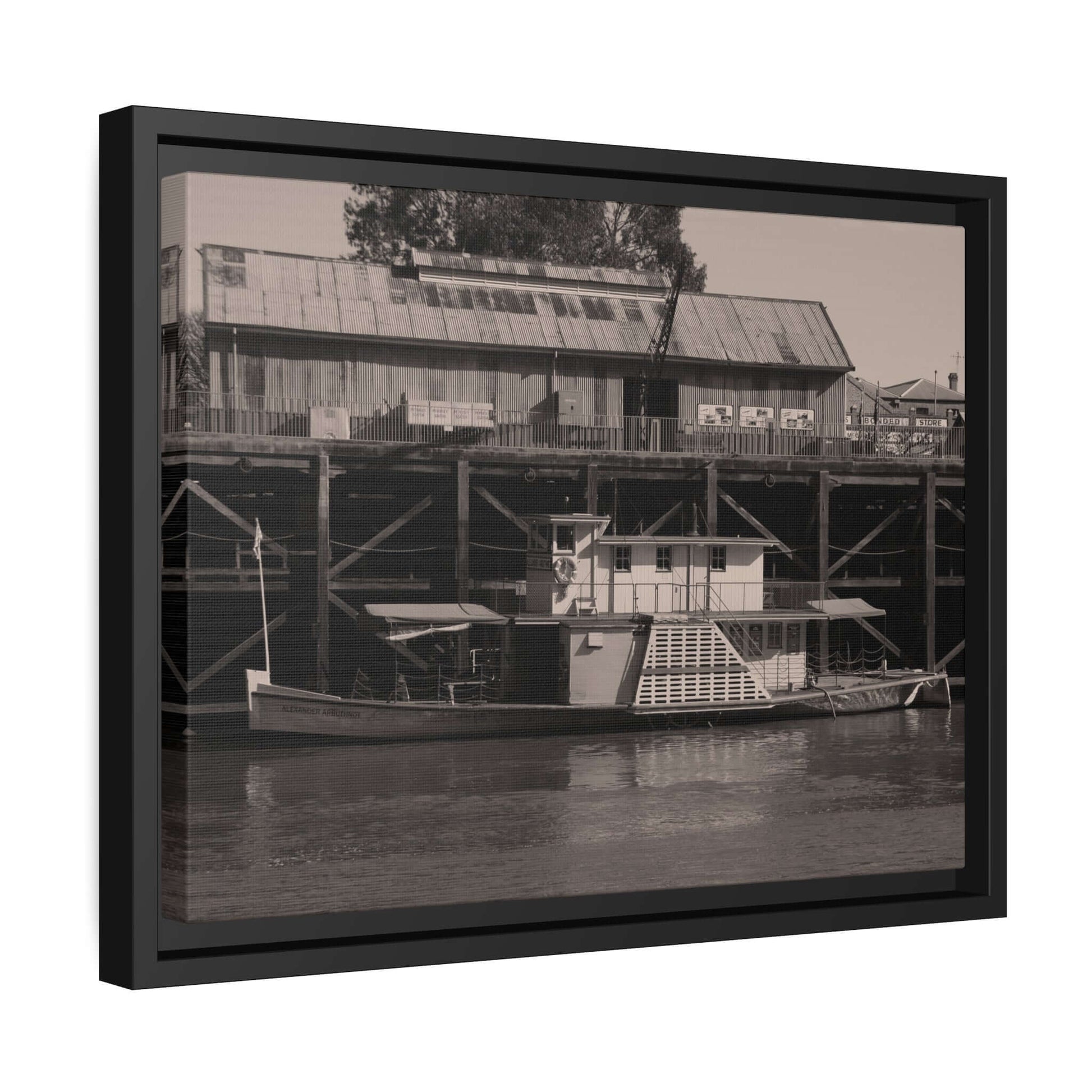 Paddle Steamer Boat Matte Canvas, Black Frame Australian Wall Art Framed Canvas Wall Art JSCHAFFA.com