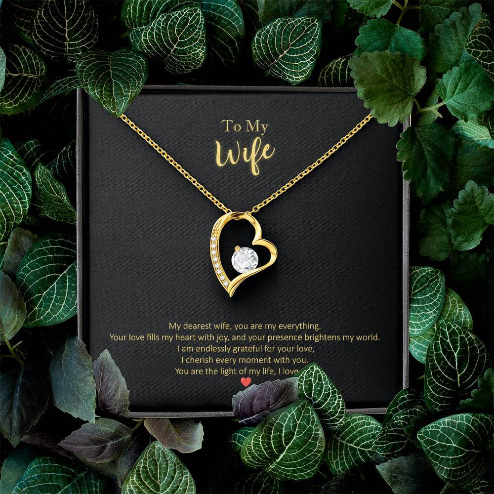 My Dearest Wife, Everything Message Card Forever Love Necklace Jewellery JSCHAFFA.com