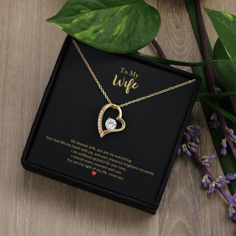 My Dearest Wife, Everything Message Card Forever Love Necklace Jewellery JSCHAFFA.com