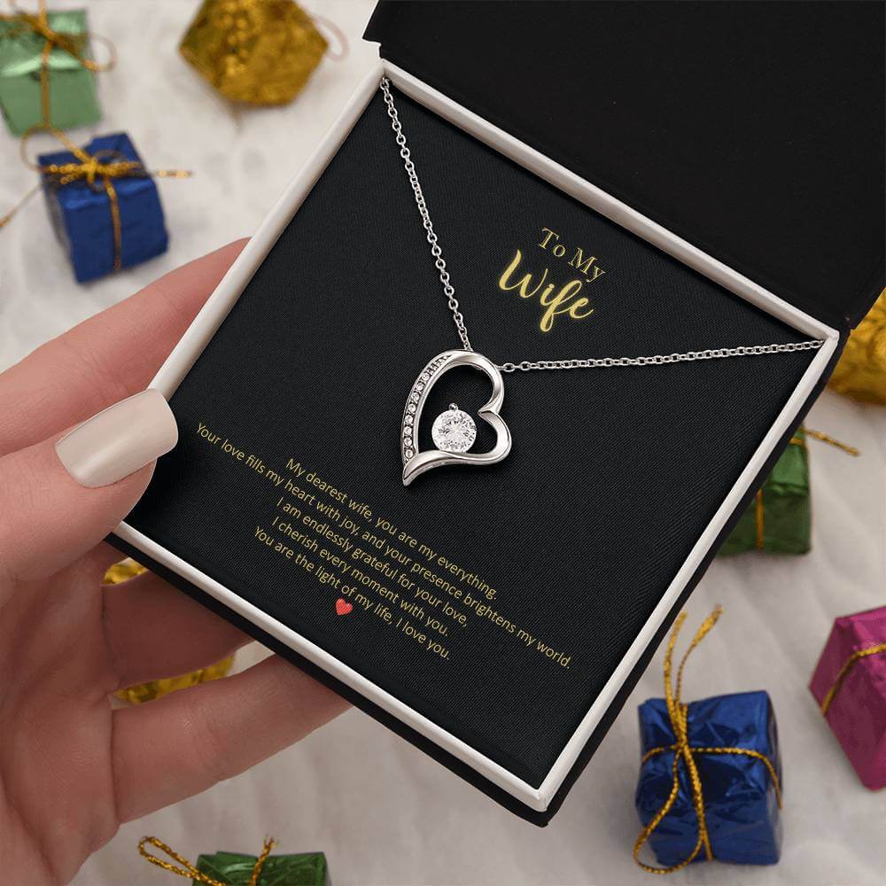 My Dearest Wife, Everything Message Card Forever Love Necklace Jewellery JSCHAFFA.com