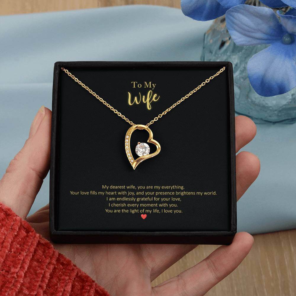 My Dearest Wife, Everything Message Card Forever Love Necklace Jewellery JSCHAFFA.com