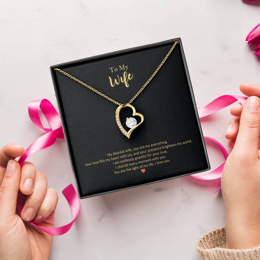 My Dearest Wife, Everything Message Card Forever Love Necklace Jewellery JSCHAFFA.com