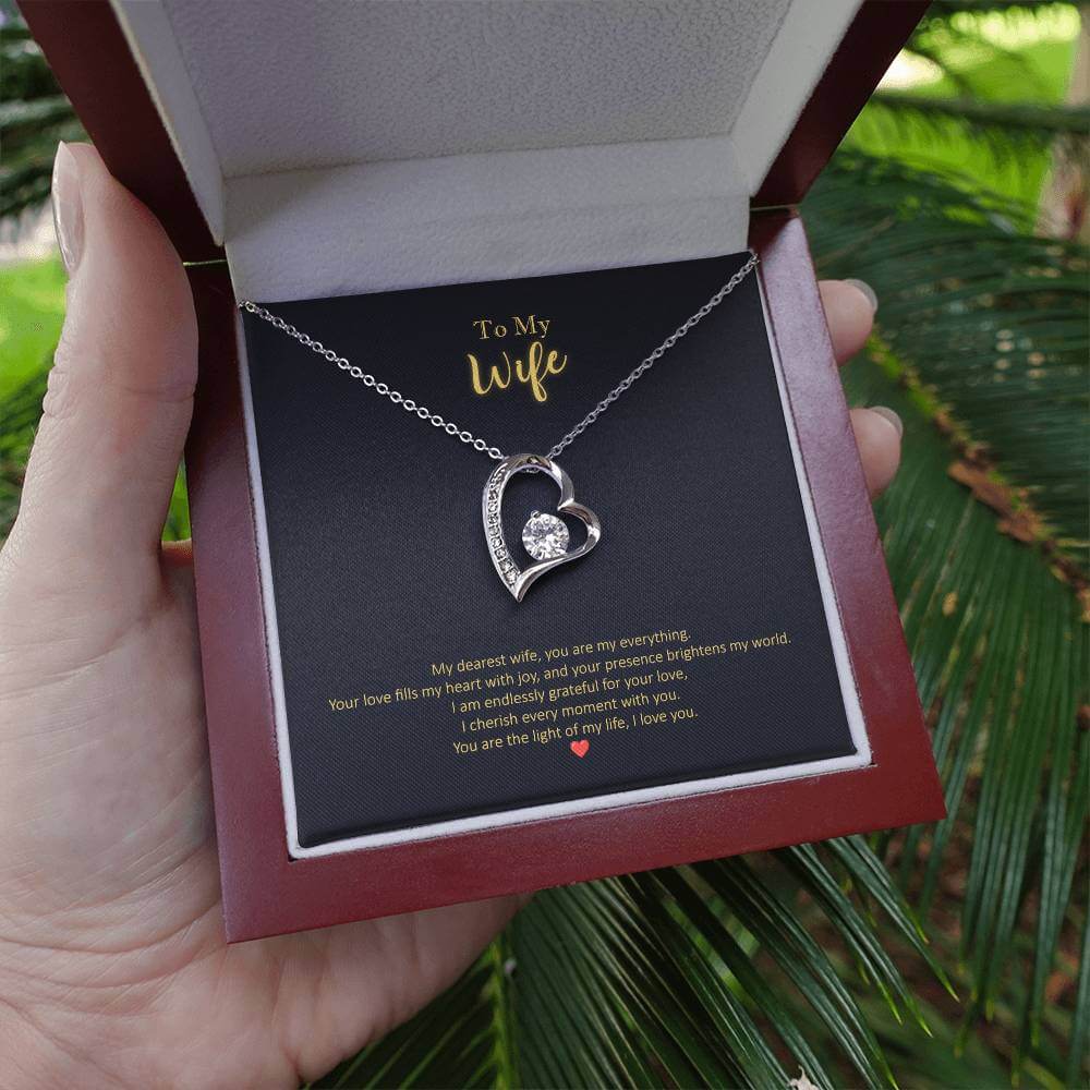 My Dearest Wife, Everything Message Card Forever Love Necklace Jewellery JSCHAFFA.com