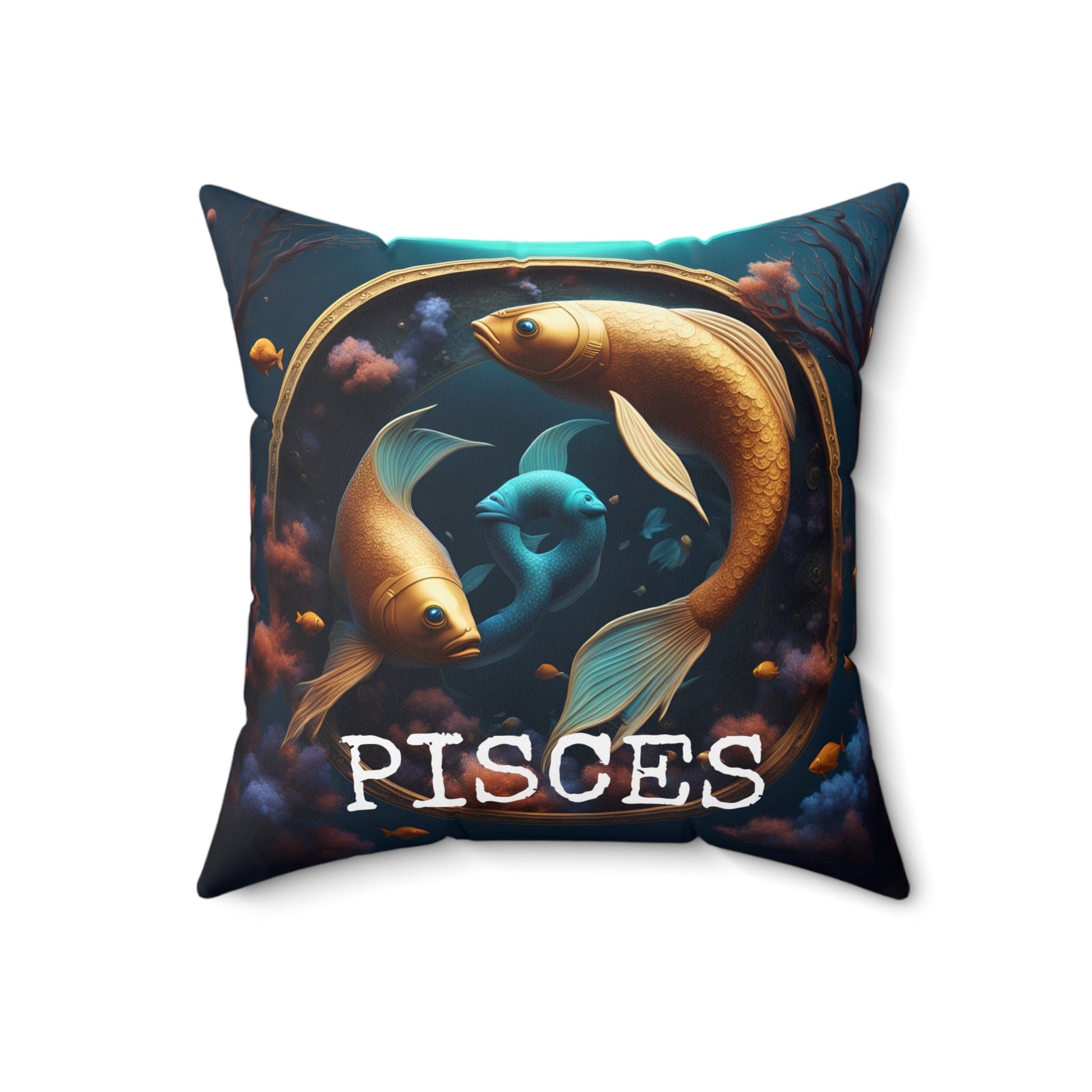 Pisces Square Throw Pillow Fish Sign Horoscope Zodiac Home Decor JSCHAFFA.com