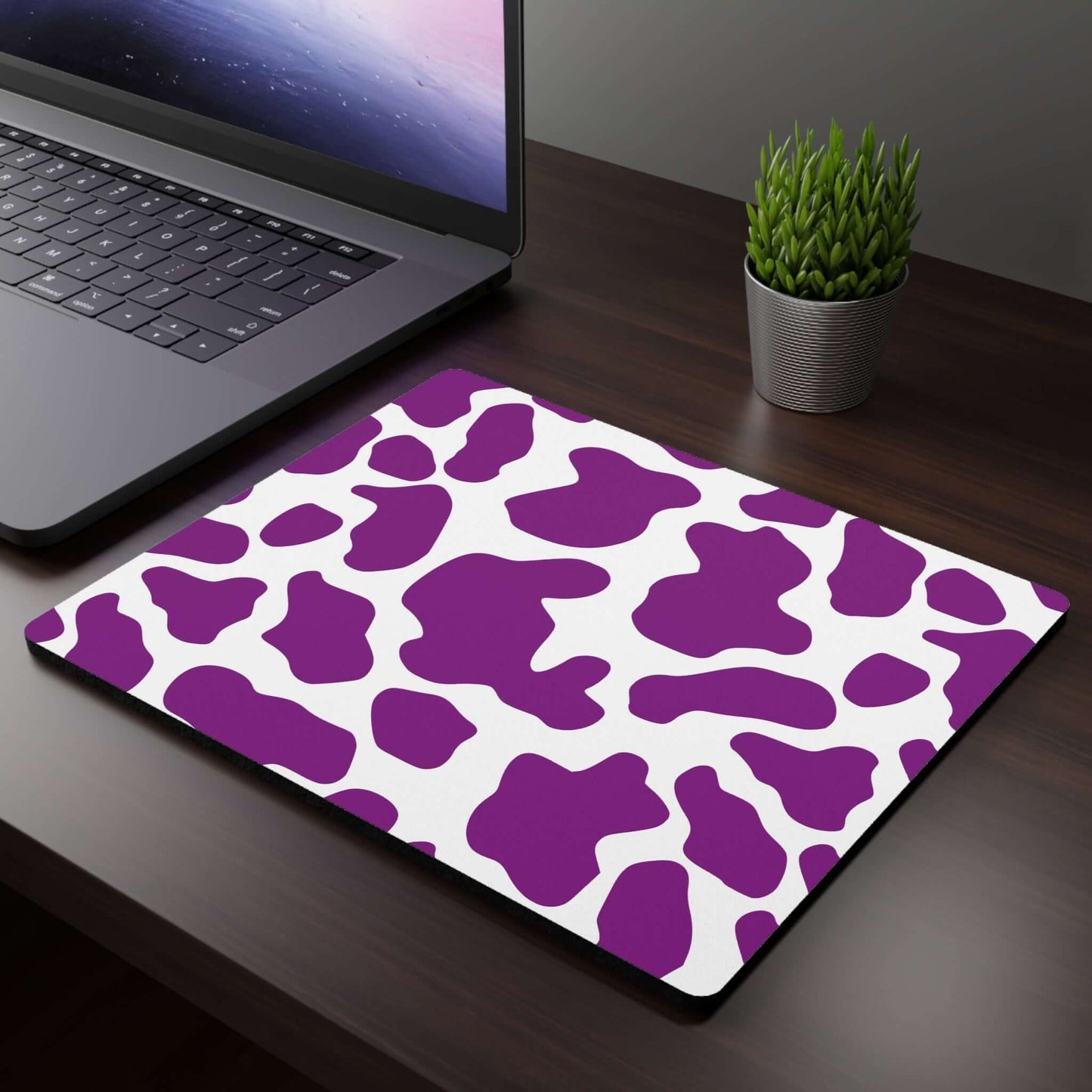 Purple Cow Print pattern Rectangular Mouse Pad Home Decor JSCHAFFA.com