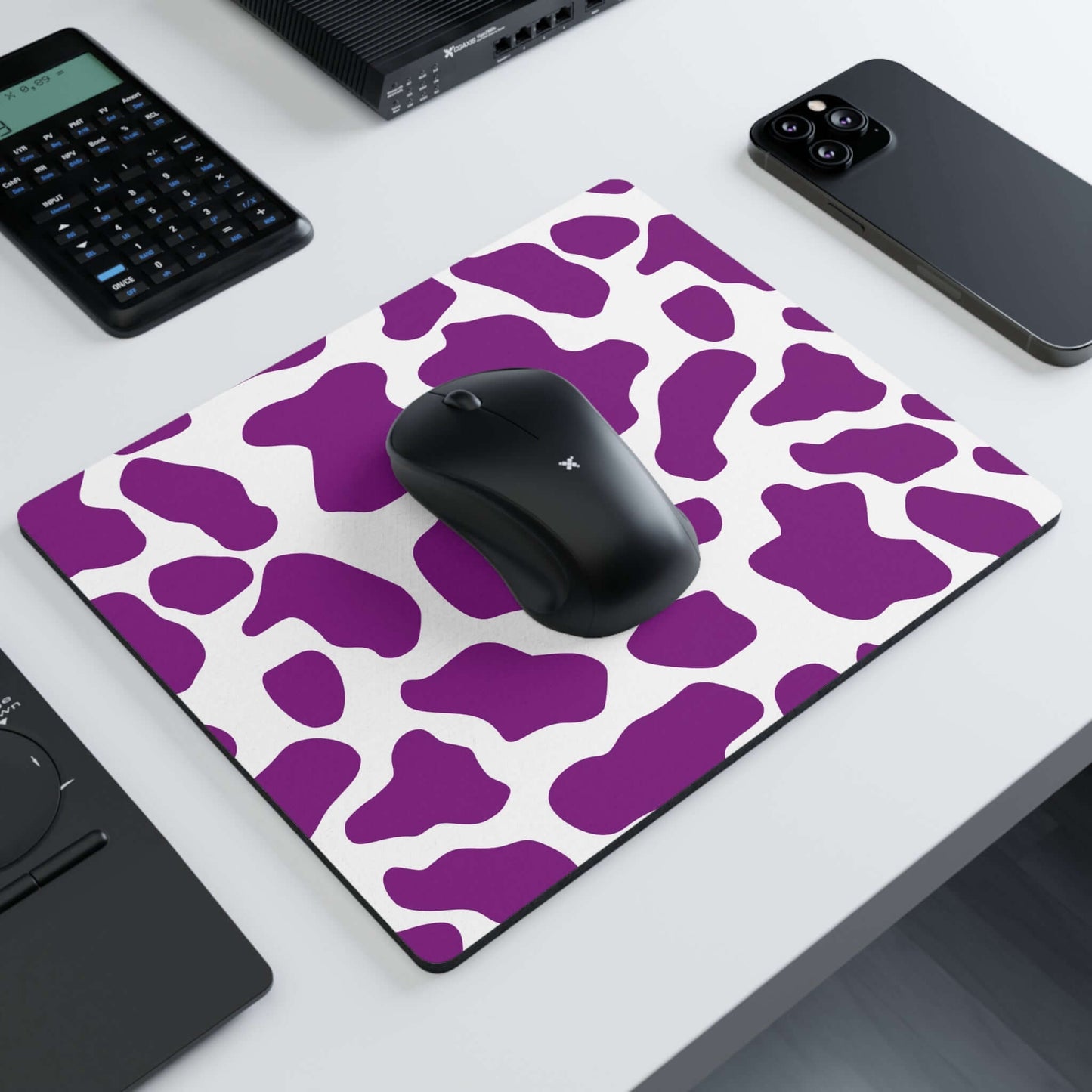 Purple Cow Print pattern Rectangular Mouse Pad Home Decor JSCHAFFA.com