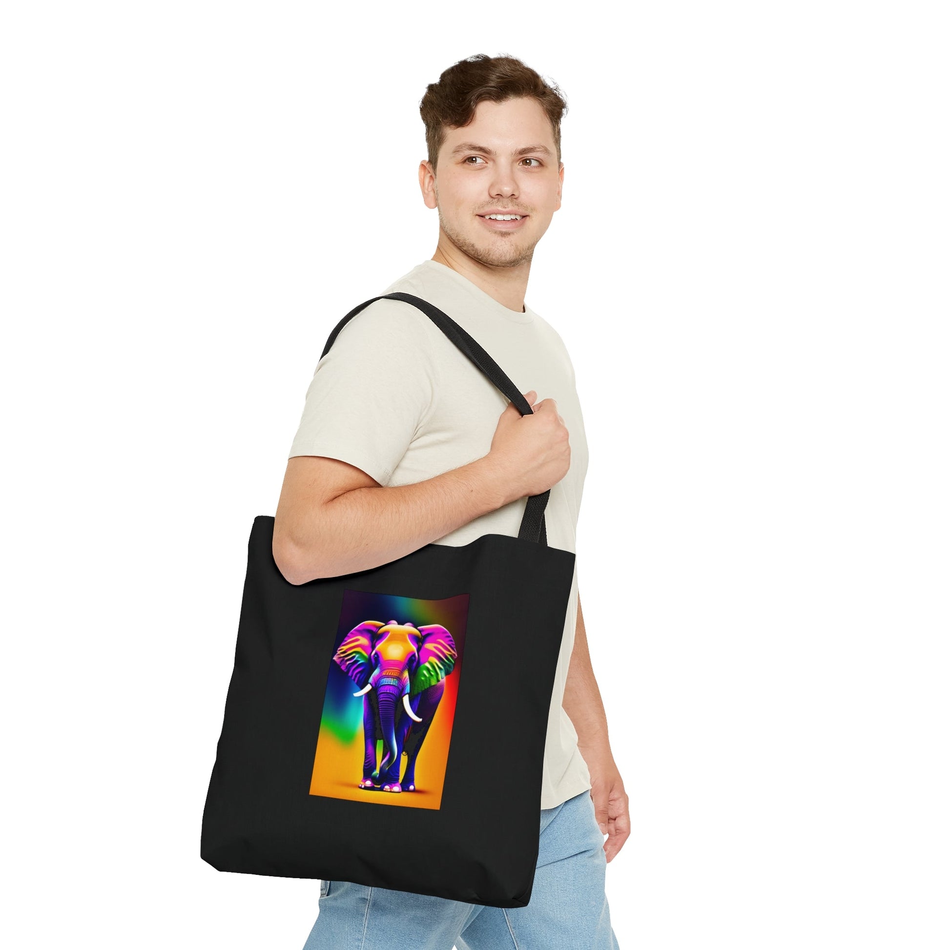 Rainbow Elephant Tote grocery shopping Bag Bags JSCHAFFA.com