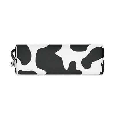 Round Black cow print Makeup Bag Bags JSCHAFFA.com