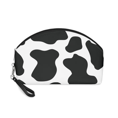 Round Black cow print Makeup Bag Bags JSCHAFFA.com