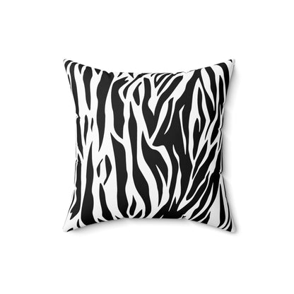 Tiger Print Black White Square Pillow Case with Pillow Insert | Lumber Pillow | Throw Pillow Home Decor JSCHAFFA.com