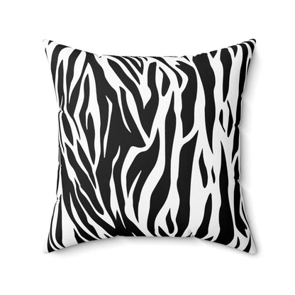 Tiger Print Black White Square Pillow Case with Pillow Insert | Lumber Pillow | Throw Pillow Home Decor JSCHAFFA.com