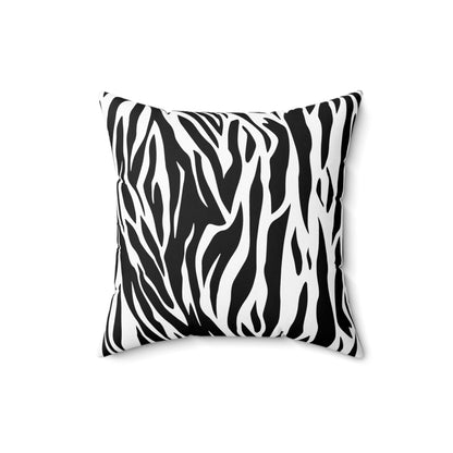 Tiger Print Black White Square Pillow Case with Pillow Insert | Lumber Pillow | Throw Pillow Home Decor JSCHAFFA.com