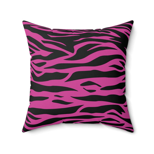 Tiger Print Pink Square Throw Pillow, Home decor, Couch, Bedroom Pillow Home Decor JSCHAFFA.com