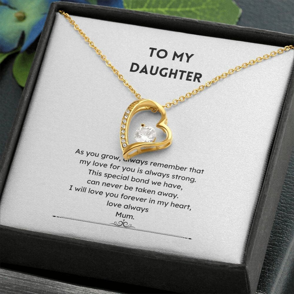 To Daughter From Mum Heart Shaped Jewellery Forever Necklace Message Jewelry JSCHAFFA.com