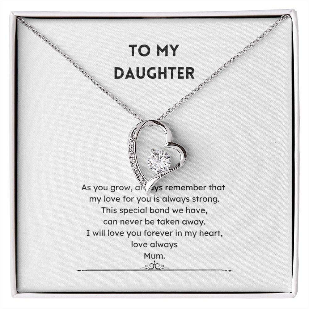 To Daughter From Mum Heart Shaped Jewellery Forever Necklace Message Jewelry JSCHAFFA.com