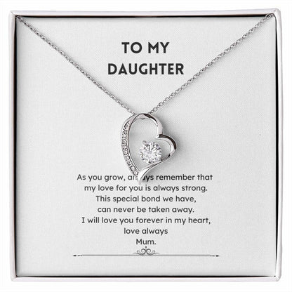 To Daughter From Mum Heart Shaped Jewellery Forever Necklace Message Jewelry JSCHAFFA.com