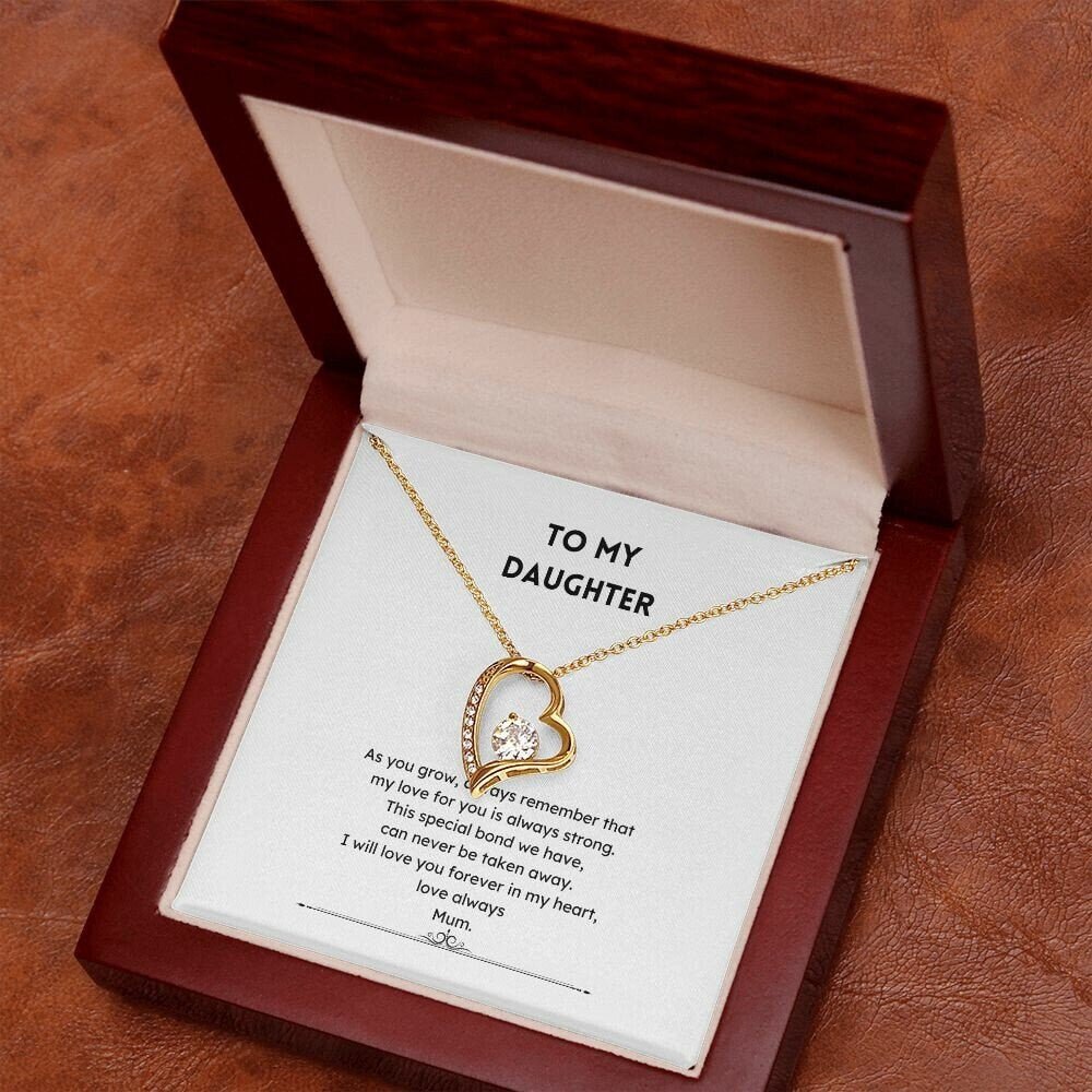 To Daughter From Mum Heart Shaped Jewellery Forever Necklace Message Jewelry JSCHAFFA.com