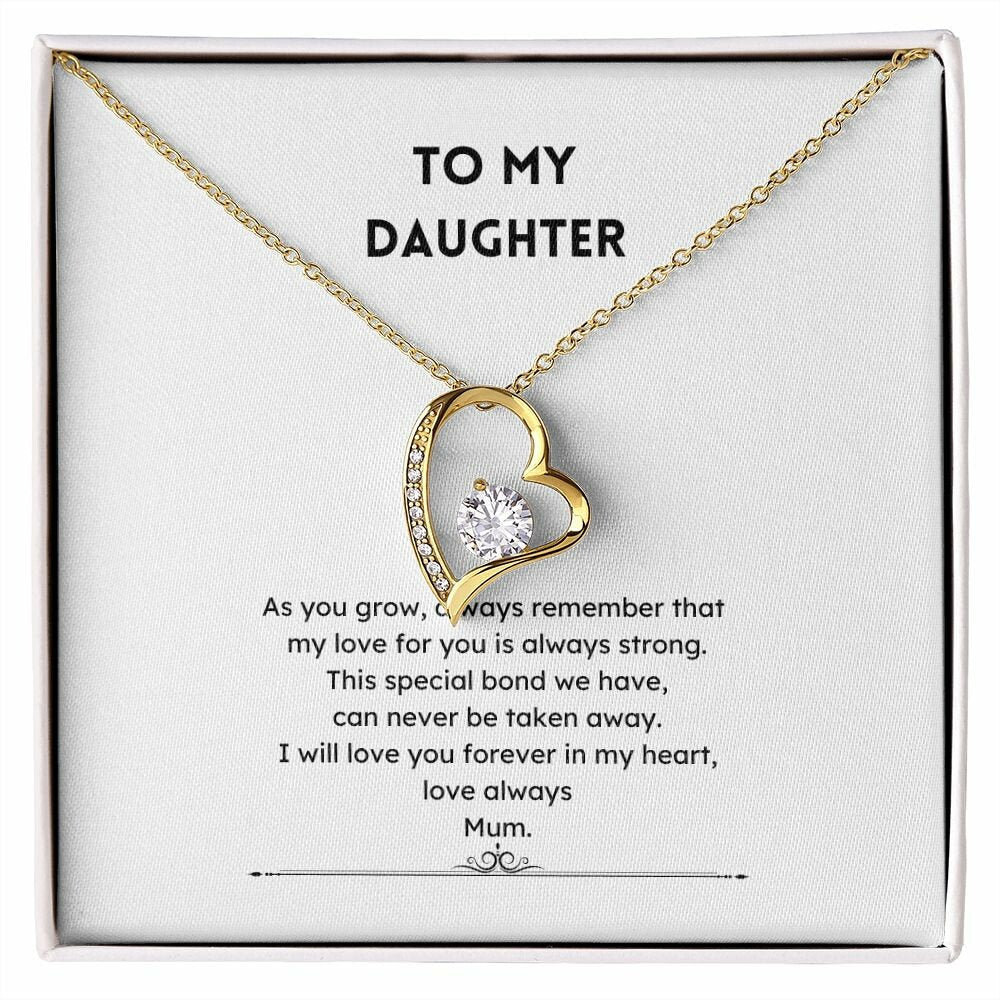 To Daughter From Mum Heart Shaped Jewellery Forever Necklace Message Jewelry JSCHAFFA.com