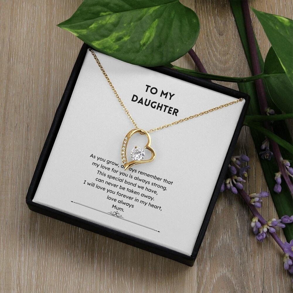 To Daughter From Mum Heart Shaped Jewellery Forever Necklace Message Jewelry JSCHAFFA.com