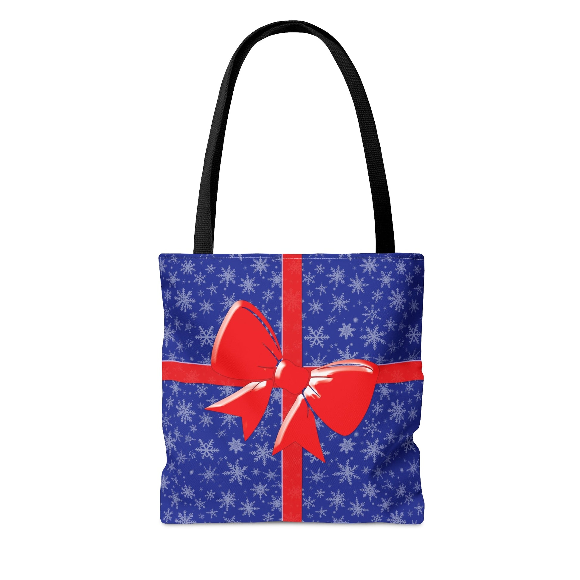 Tote Bag Blue with Red Bow Christmas Present Bags JSCHAFFA.com