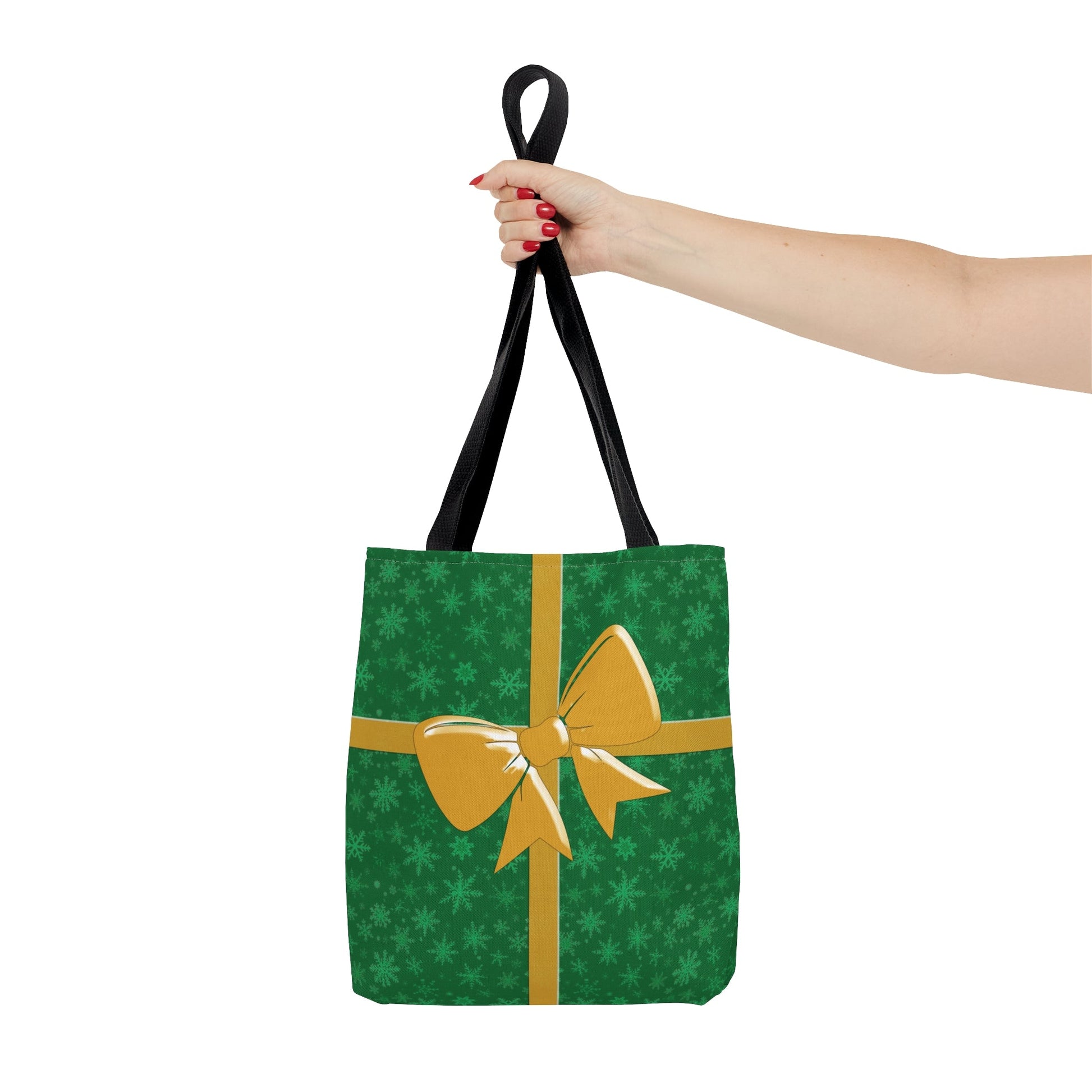 Tote Bag Green with Gold Bow Christmas Present Bags JSCHAFFA.com