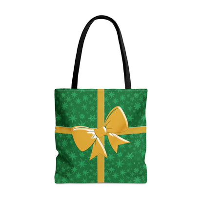 Tote Bag Green with Gold Bow Christmas Present Bags JSCHAFFA.com