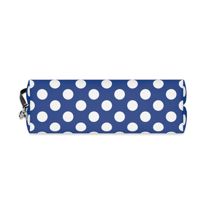 White polka dot blue Makeup Bag Travel Makeup Bag JSCHAFFA.com