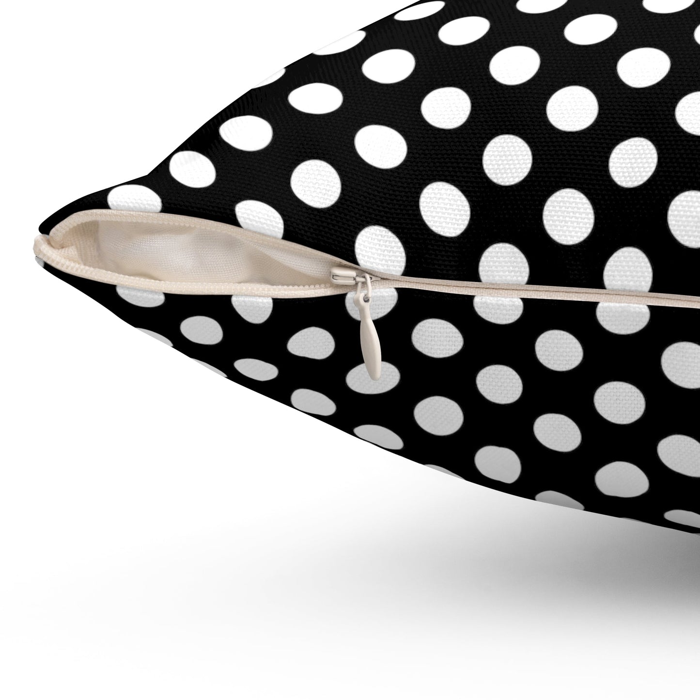 White polkadot Black Square Throw Pillow Home Decor JSCHAFFA.com