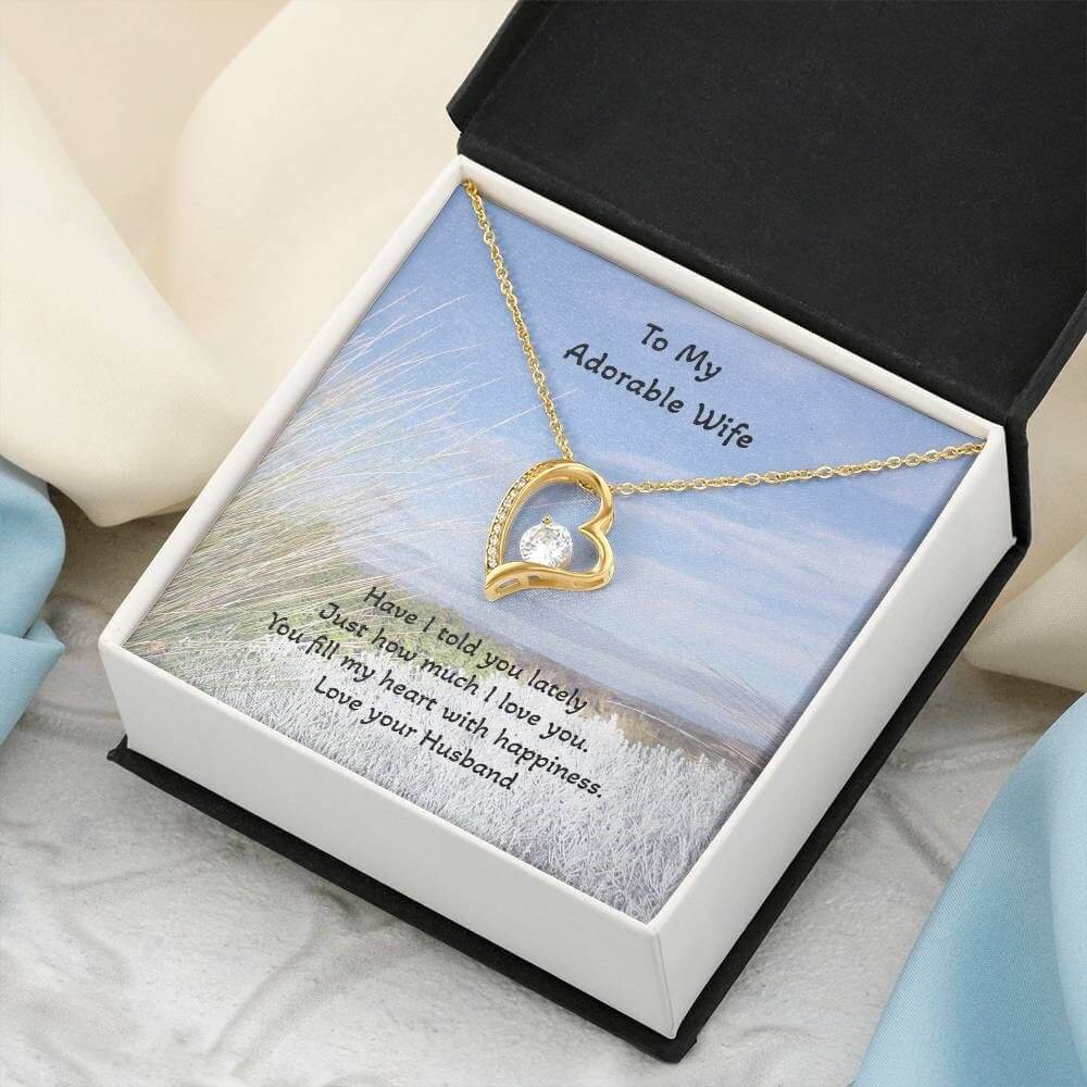 To My Adorable Wife Gold Forever Love Necklace Jewelry JSCHAFFA.com