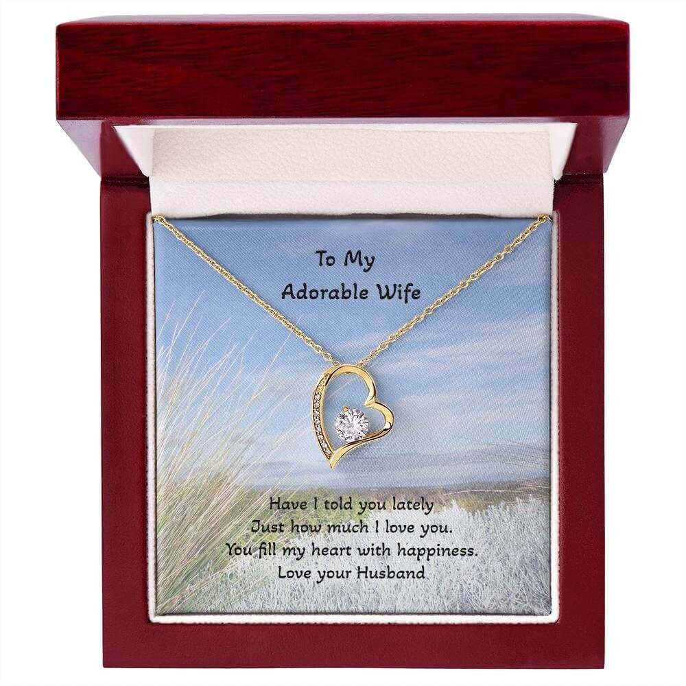 To My Adorable Wife Gold Forever Love Necklace Jewelry JSCHAFFA.com